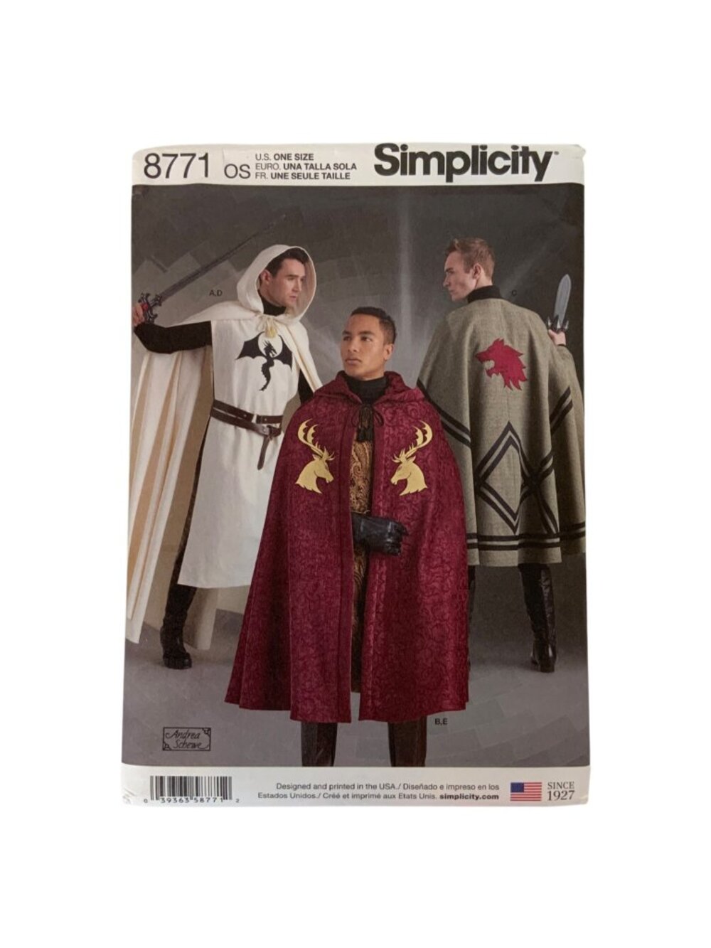 Simplicity 8771 Medieval Capes & Tabards Unisex Costume Sewing Pattern One Size